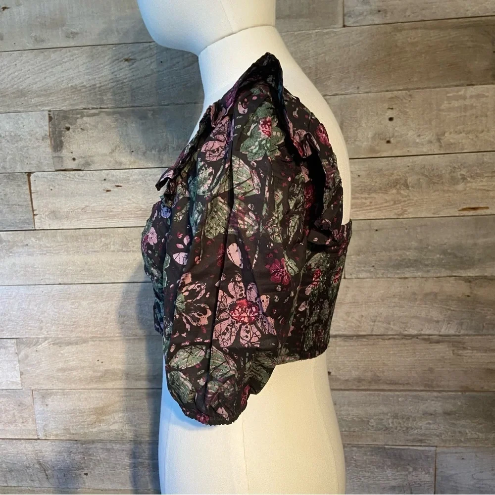 BNWT‎ Zara women’s floral  puffed sleeve cropped top in size x-small - Picture 2 of 12